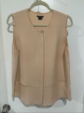 Theory Blush Sleeveless Silk Button-Front Shell Top Size L